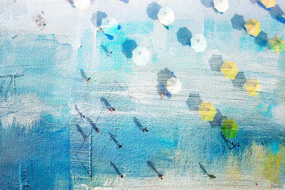 "Shadows on The Beach" Painting Print on Wrapped Canvas, 18"x12"