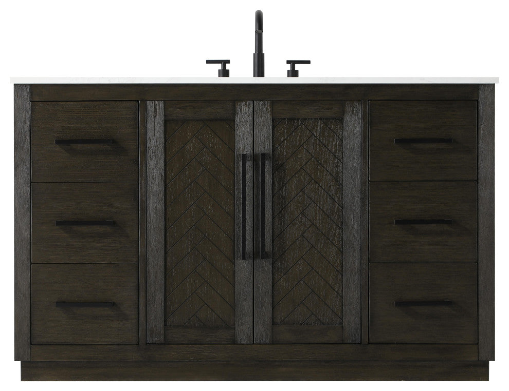 Home Living 54" Single Bathroom Vanity, Chocolate Oak