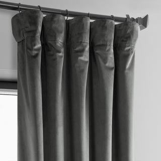 Heritage Plush Velvet Curtain Single Panel, Pepper Grey, 50"x108"