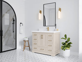 Boston 42" Single Sink Bath Vanity in Fine Grain 2" Calacatta Gold