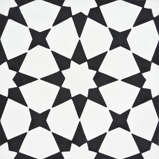 8"x8" Medina Handmade Cement Tile, White/Black, Set of 12
