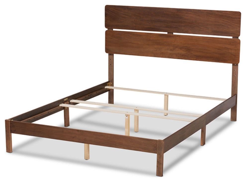 Anthony Modern and Contemporary Walnut Brown Finished Wood Queen Size Panel Bed