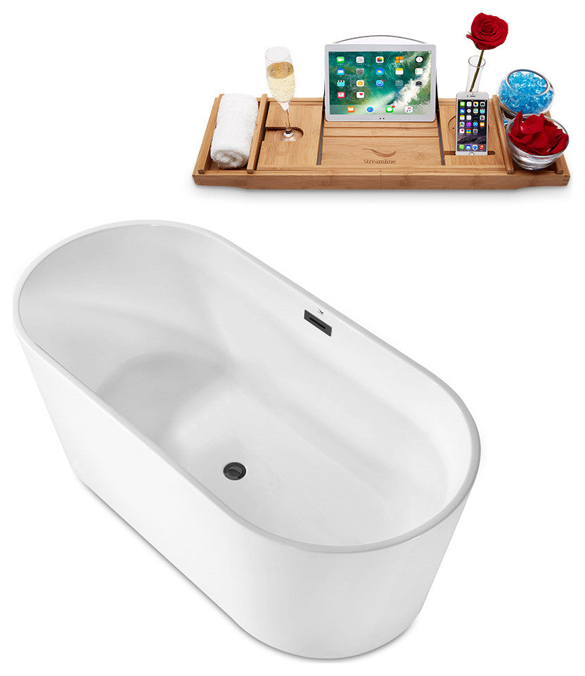 62" Streamline N2180BGM Freestanding Tub and Tray With Internal Drain