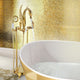 Gold Swan Faucet Set, Floor Mount Tub Set