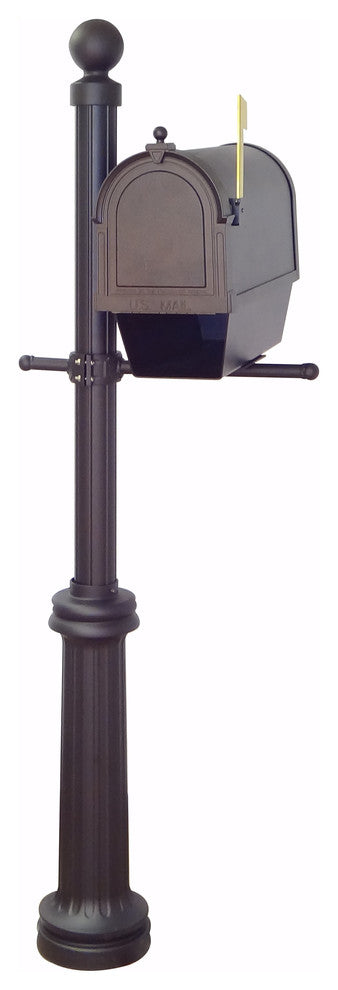 Berkshire Mailbox With Newspaper Tube, Locking Insert & Fresno Mailbox Post