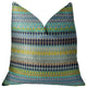 Lake Marsh Turquoise Yellow and Navy Handmade Luxury Pillow, 26"x26"