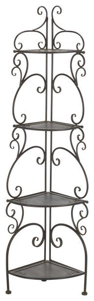 Safavieh Turuca 4 Tier Corner Shelf, Black Rust