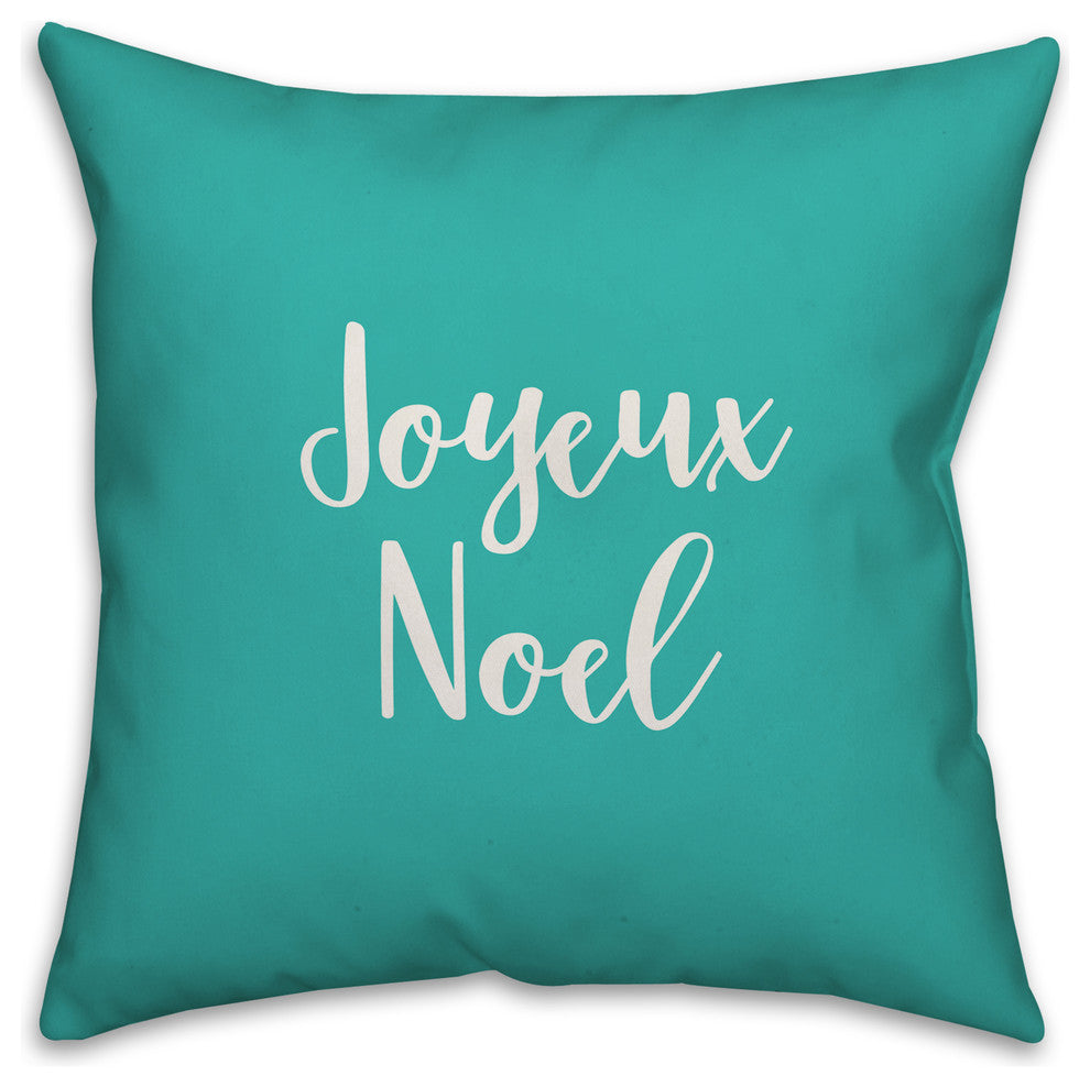 Joyeux Noel, Teal 18x18 Throw Pillow