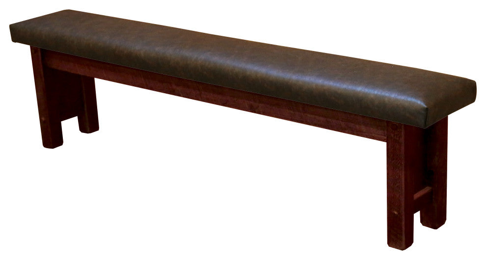 Barnwood Style Timber Peg Upholstered Bench, Michael's Cherry, 5 Foot, Quarter Espresso