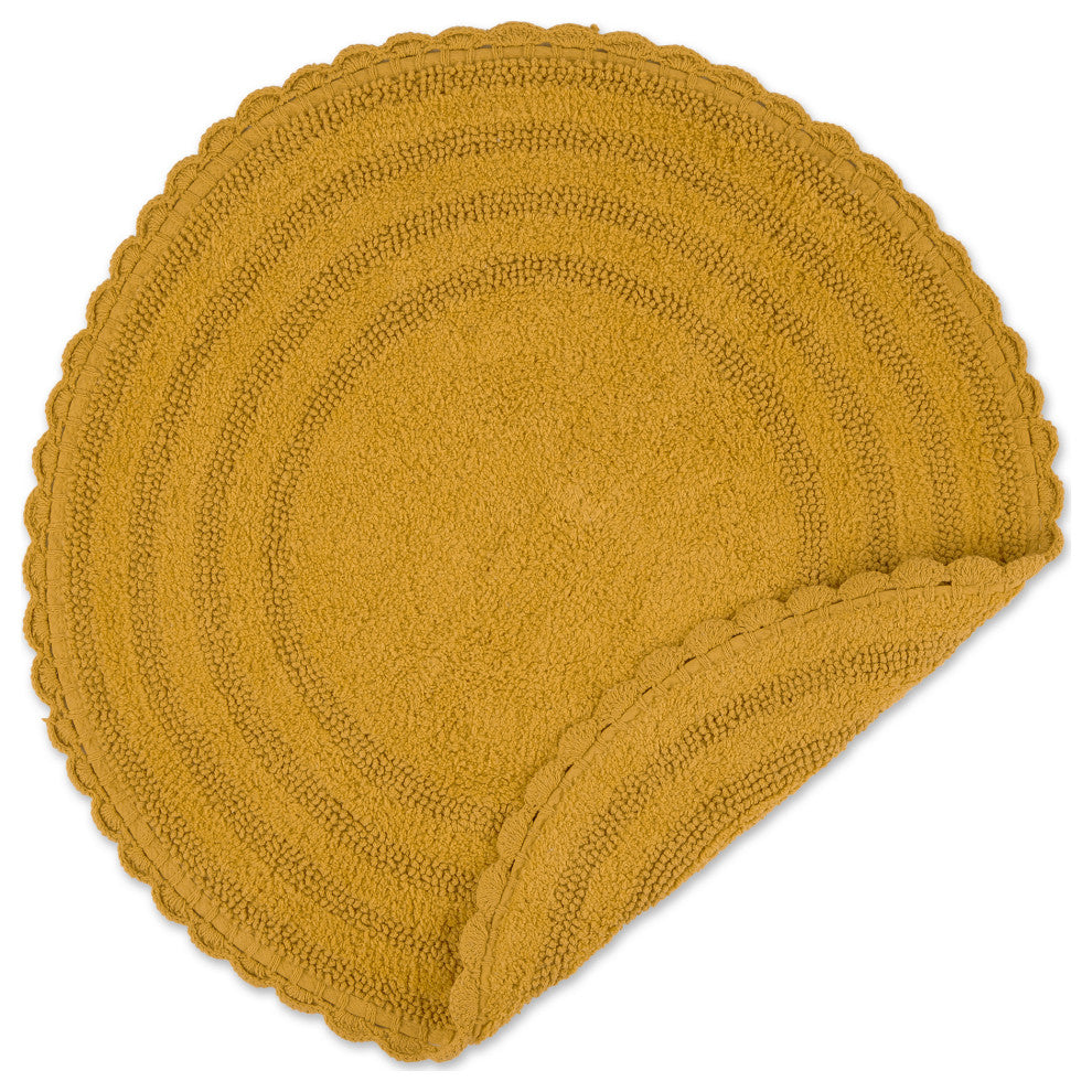 Honey Gold Round Crochet Bath Mat