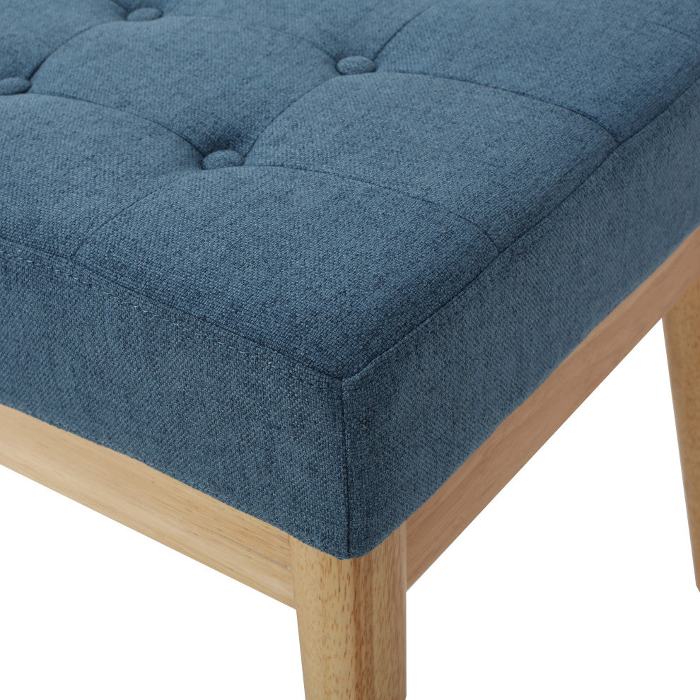 GDF Studio Mid-Century Modern Fabric Upholstered Bench, Air Force Blue