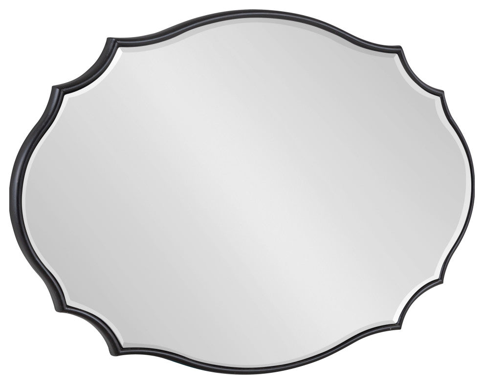 Leanna Scalloped Oval Wall Mirror, Black, 18x24