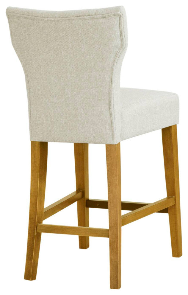 Madison Park Avila Tufted Bar Back Stools Counter Height Stool, Cream