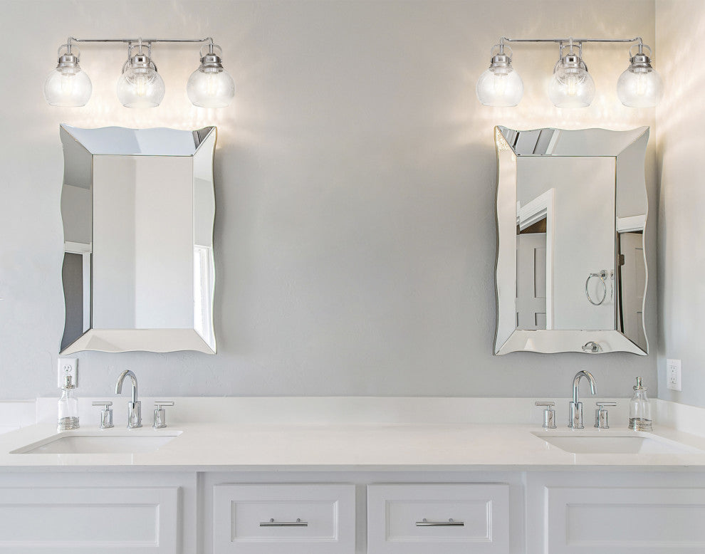 Shirley Metal, Bubbled Glass Vanity Light, Chrome, 3-Light