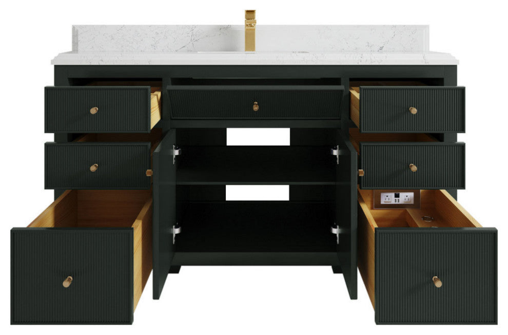 Sonoma 60 Single Bathroom Vanity in Dark Forest Green with 1.5"  Empira