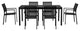 Benzara Fifi 7 Piece Dining Table Set, Black Metal Frames, Smooth Fabric