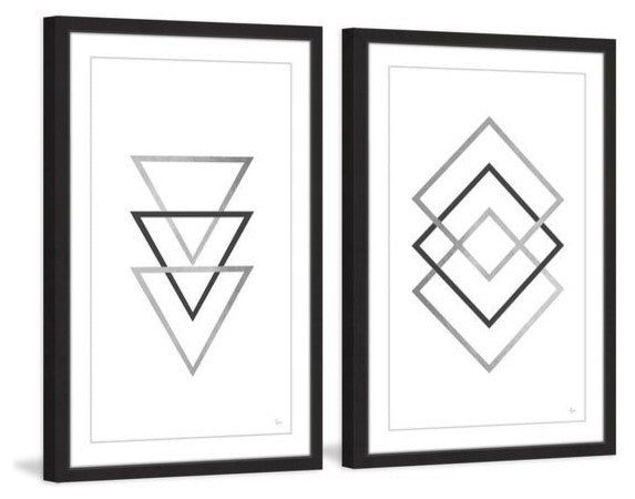 "Three on Three" Framed Painting Diptych, 24"x18"
