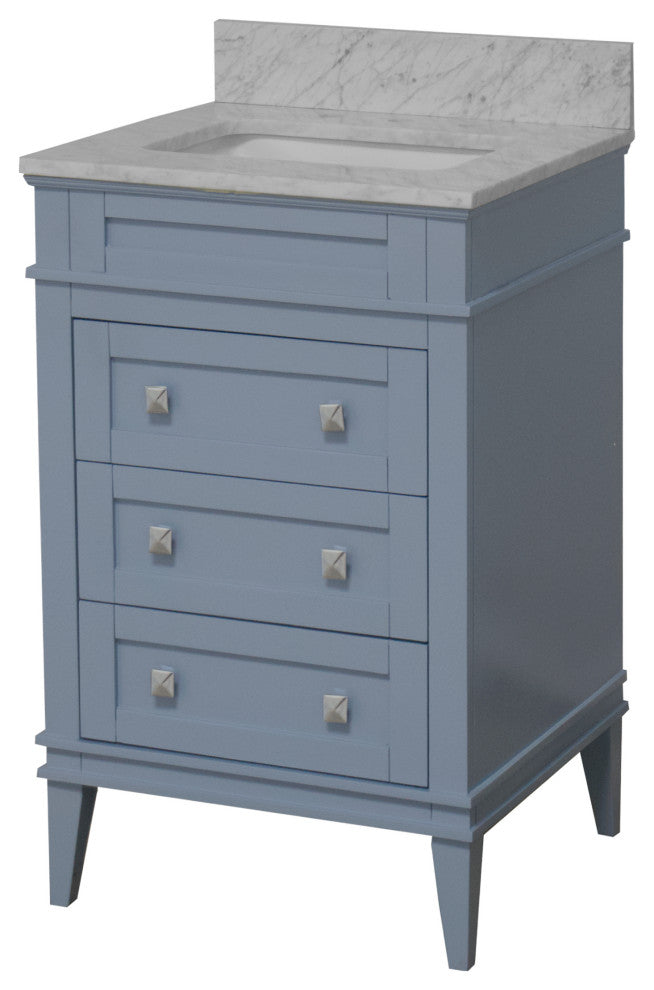 Eleanor 24" Bathroom Vanity, Powder Blue, Carrara Marble