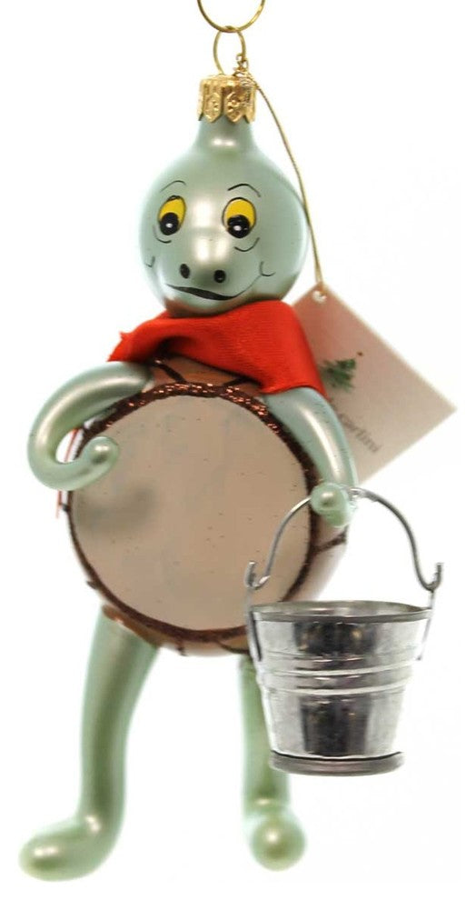 De Carlini Turtle With Bucket Blown Glass Ornament Tortoise A5697