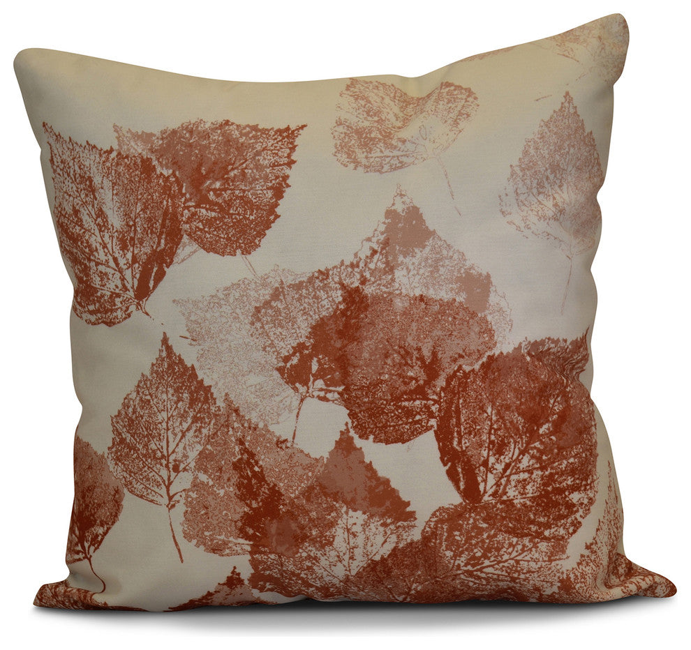 Fall Memories Floral Print Pillow, Rust, 20"x20"