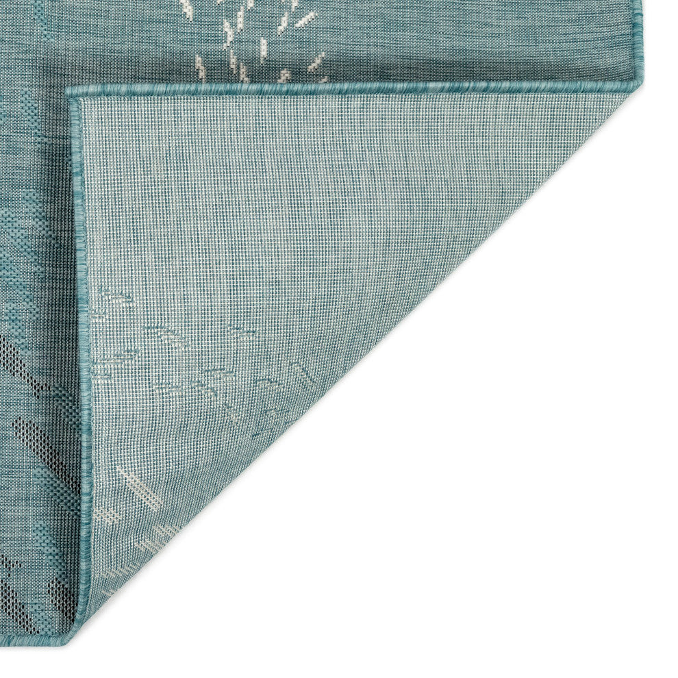 Carmel School Of Fish Indoor/Outdoor Rug, Aqua, 1'11"x4'11" Runner