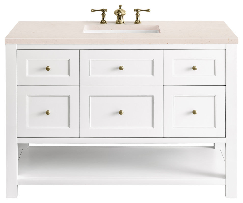 Breckenridge 48" Single Vanity, Bright White, 3CM Eternal Marfil Top