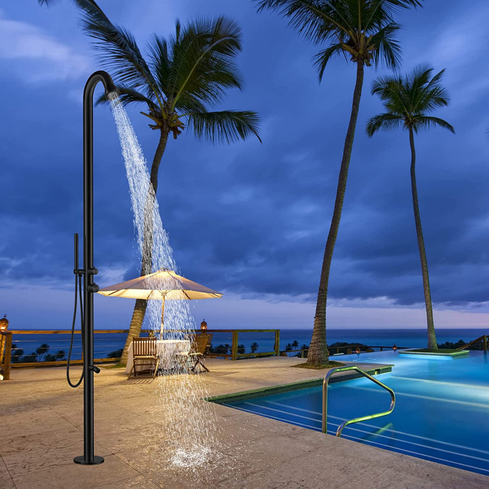 HEATGENE Outdoor Shower With Showerhead, Wand Hand Shower and Foot Spout Rinse,