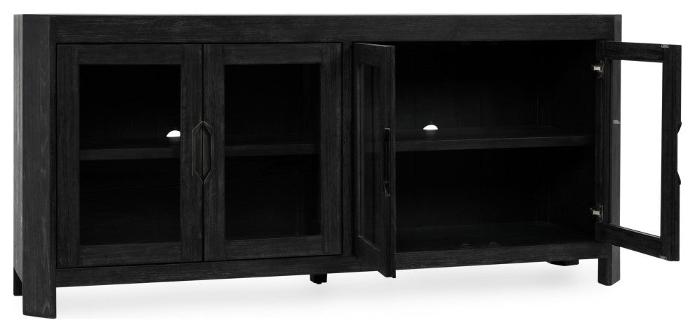 Kosas Home Macarthur 84" Reclaimed Oak Wood 4-Door Sideboard Buffet, Black