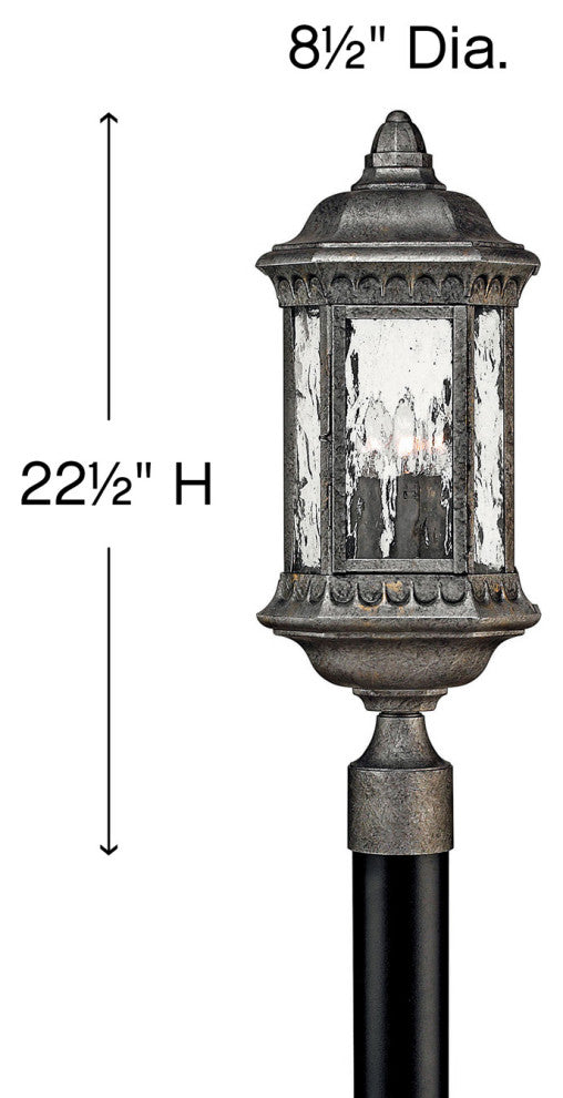 Hinkley Regal Large Post Top Or Pier Mount Lantern, Black Granite