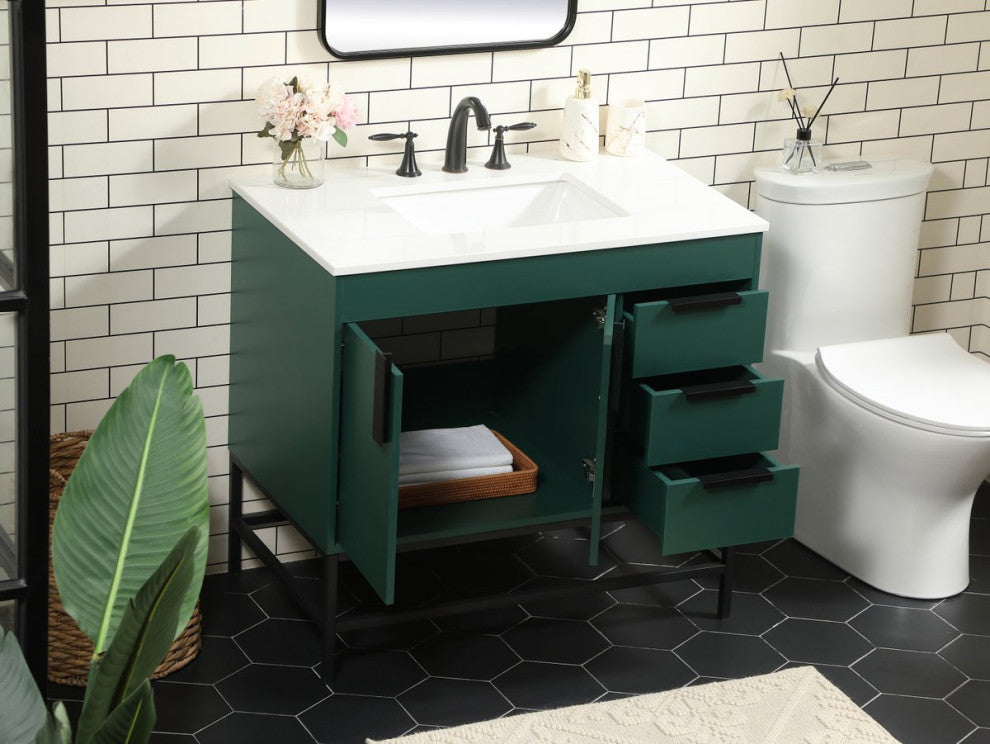 Home Living 22" Modern Green-Light Bathroom Vanity