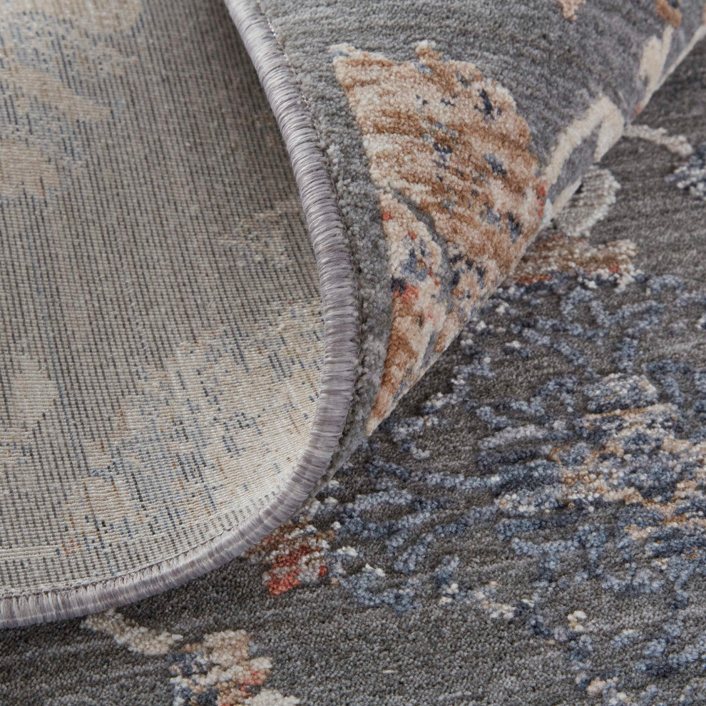 Weave & Wander Sybil Transitional Oriental Style Rug, Charcoal/Biscuit Tan, 9' X