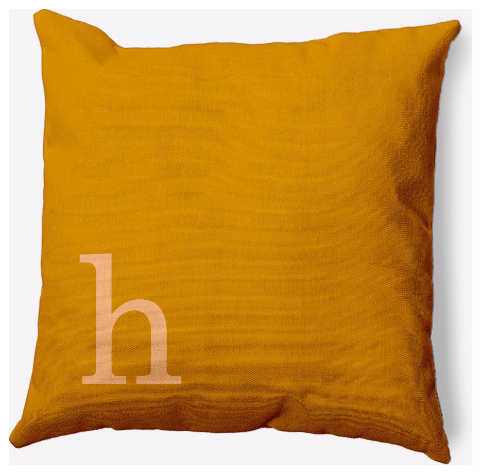 20" x 20" Modern Monogram Indoor/Outdoor Polyester Throw Pillow, Autumn Gold