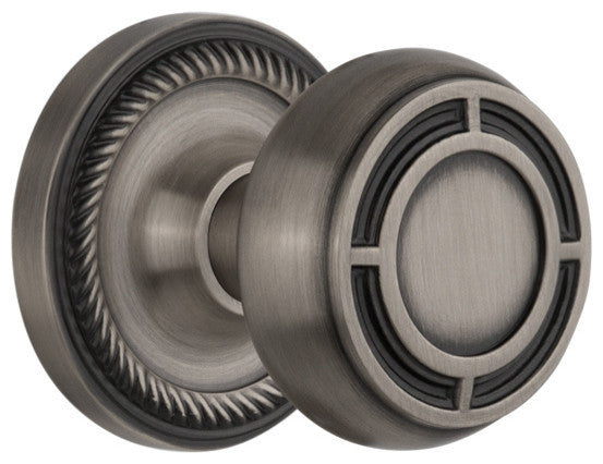 Rope Rosette Passage Mission Knob, Antique Pewter