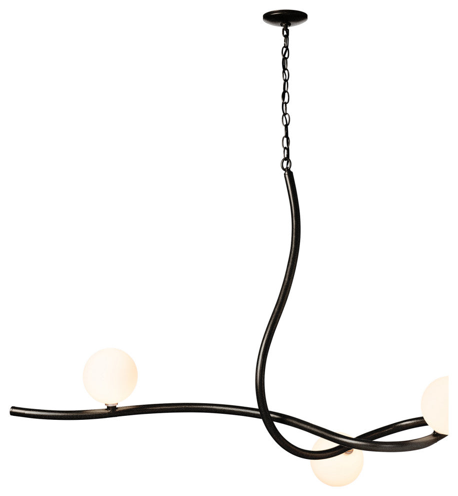 Slide Pendant, Black Finish, Opal Glass