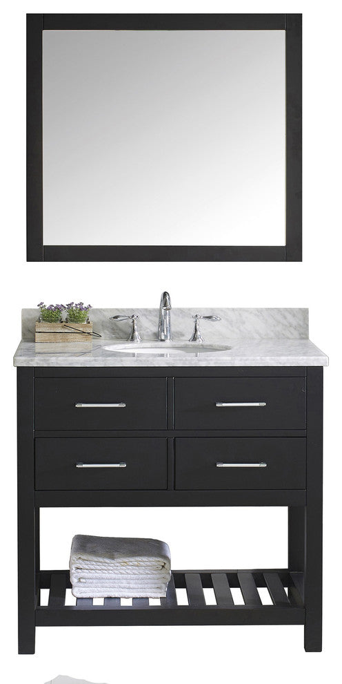 Caroline Estate 36" Single Bathroom Vanity Set Espresso, Marble Top