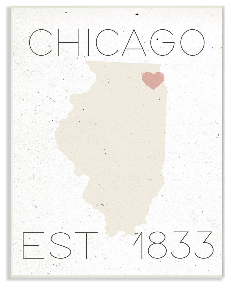 Chicago Est 1833, 12.5"x18.5", Wall Plaque Art
