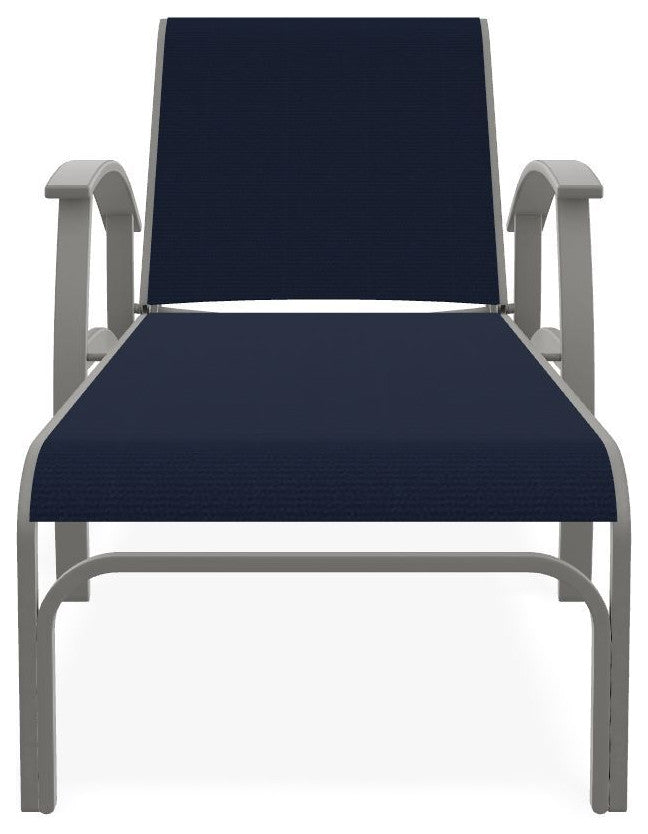 Belle Isle Sling 4-Position Outdoor Chaise Lounge, Navy/Snow