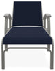 Belle Isle Sling 4-Position Outdoor Chaise Lounge, Navy/Snow