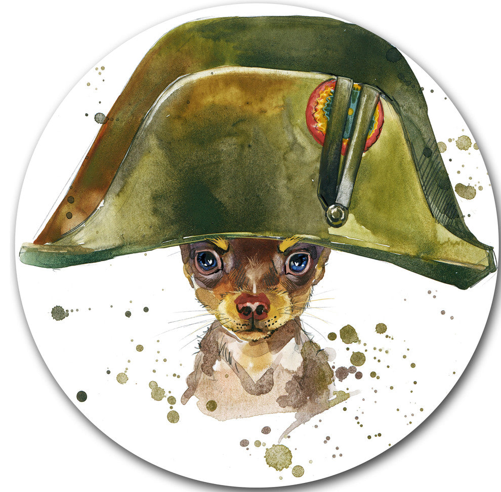 Toy Terrier Dog Graphics Art, Animal Disc Metal Artwork, 38"