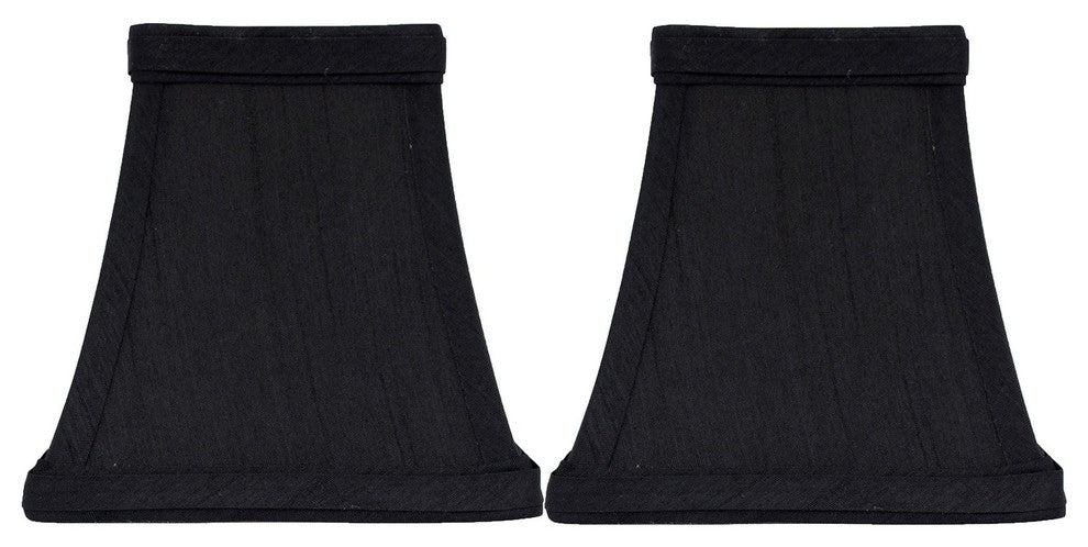 5" Square Faux Silk Bell Chandelier Lamp Shade, Black, Set of 2