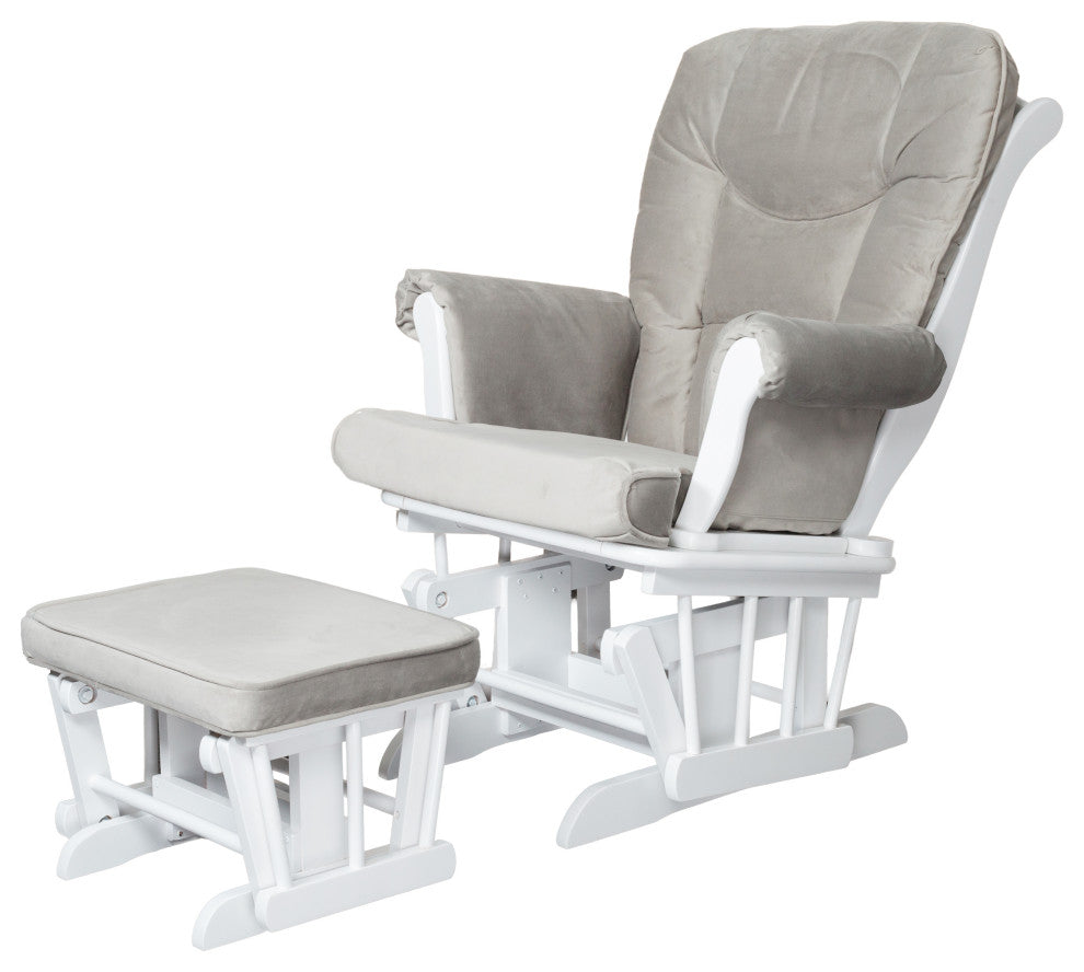 Sleigh Glider with Ottoman, White