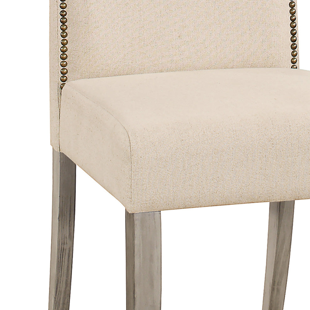 Emily Nailhead Parsons Upholstered Chair, Weathered Gray/Cream
