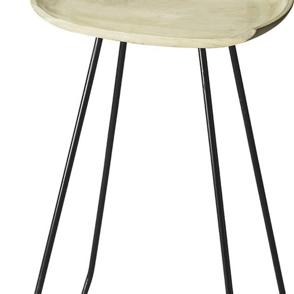 31" Off-white And Black Iron Backless Counter Height Bar Chair