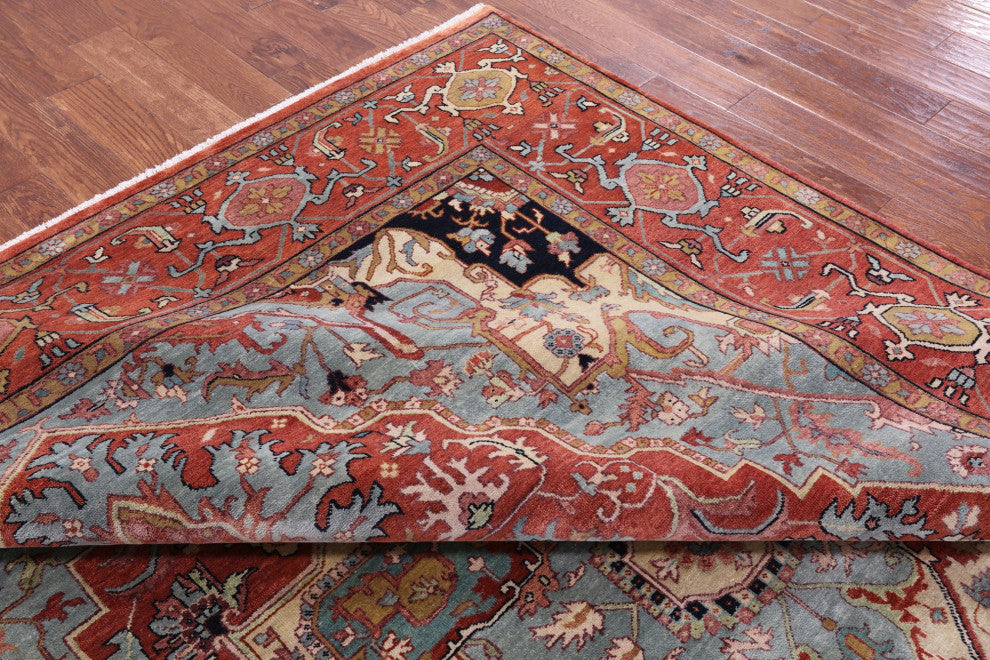Hand Knotted Persian Fine Serapi Wool Rug 9' 0" X 11' 10" - Q14700
