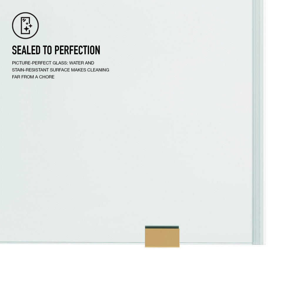 VIGO Hamilton Frameless Sliding, Matte Brushed Gold, Tub Door, 56" to 60" W X 68" H, Clear Glass