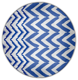 Jagged Graffiti Rug, Blue, 5' Round