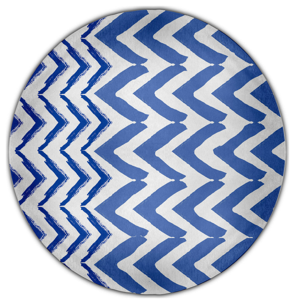 Jagged Graffiti Rug, Blue, 5' Round