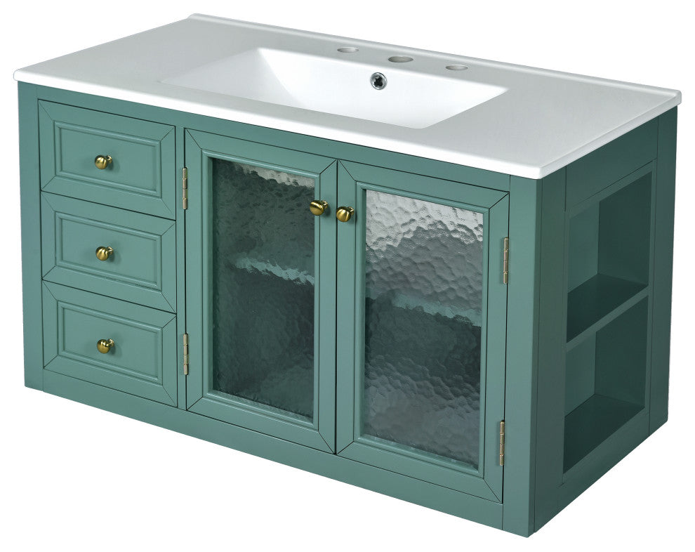 TATEUS 36'' Wall Mounted Bathroom Vanity with Ceramic Sink