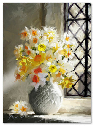 The Macneil Studio 'Daffodils At Window' Canvas Art, 47"x35"