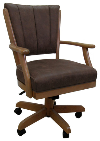 Dining Solid Wood Caster Chair on Wheels Classic, Northwest Whiskey Light Oak